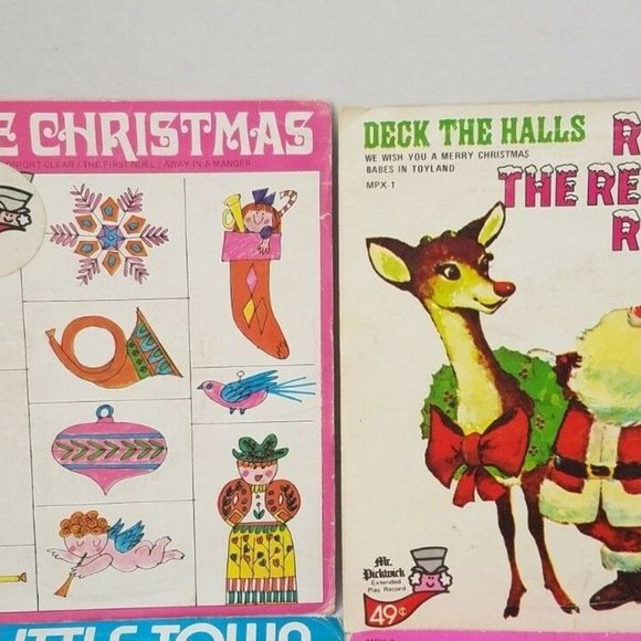 4 Mr. Pickwick Records Christmas White Rudolph Reindeer Silent Night 45rpm Vinyl - Picture 3 of 10